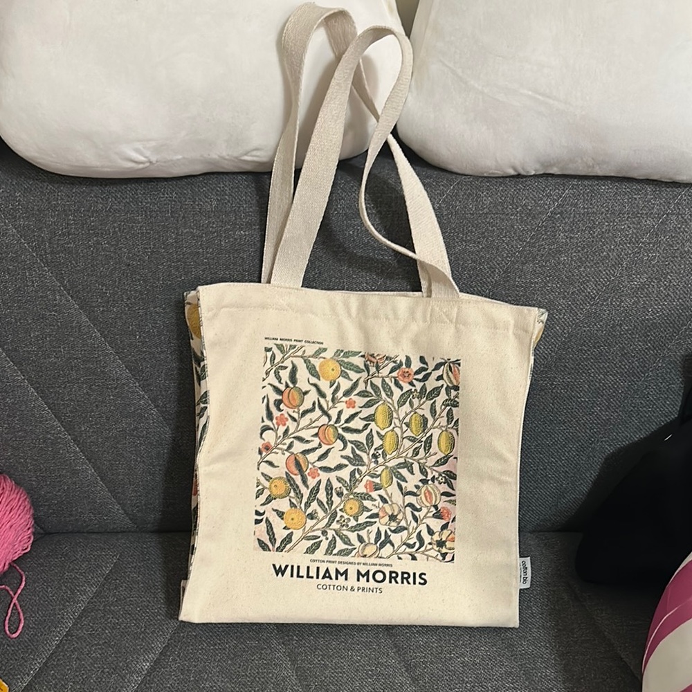 Artistic Cream Tote Bag with Botanical Design